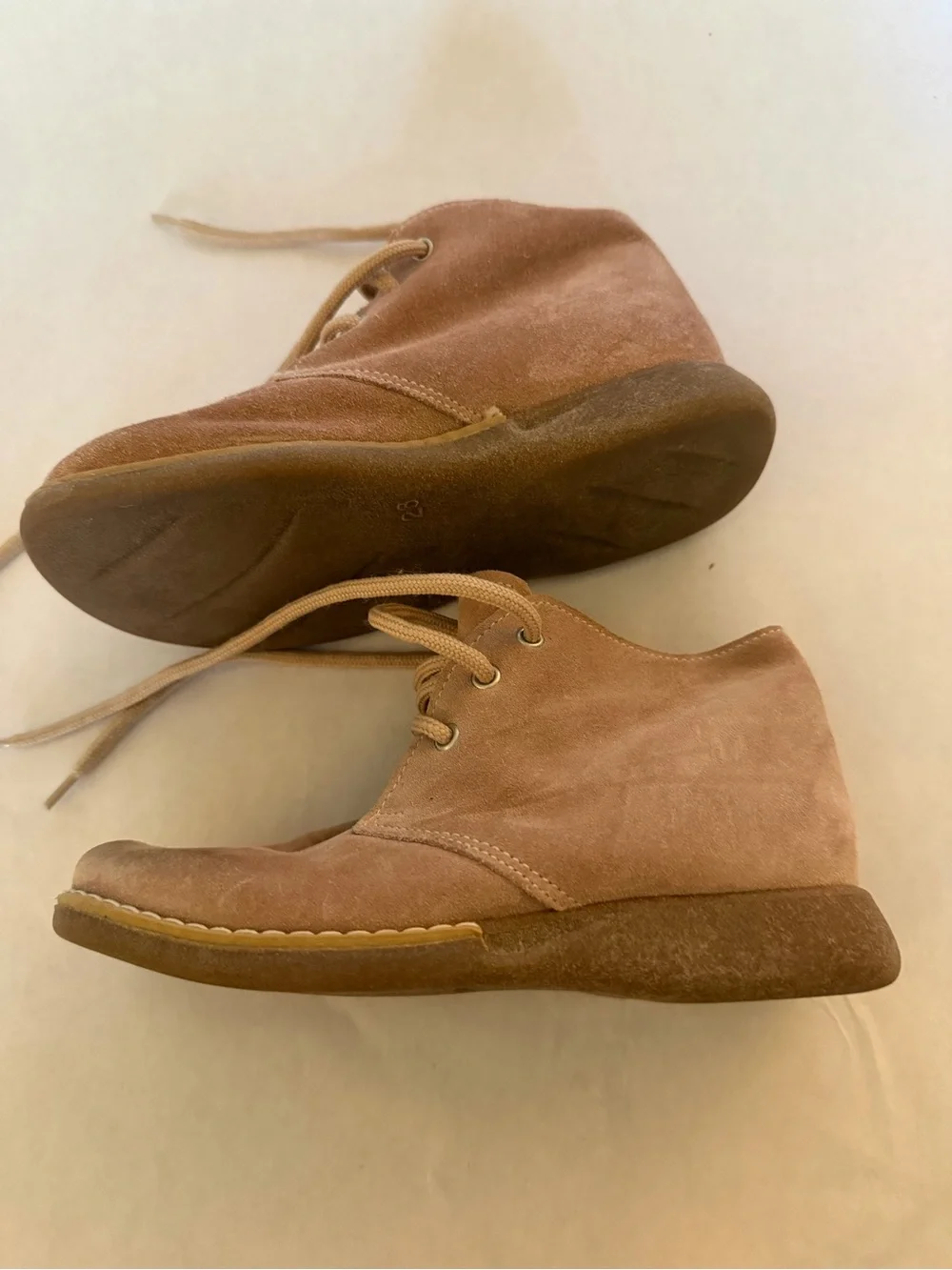 Children's Suede Lace-Up Boots in Light Pink